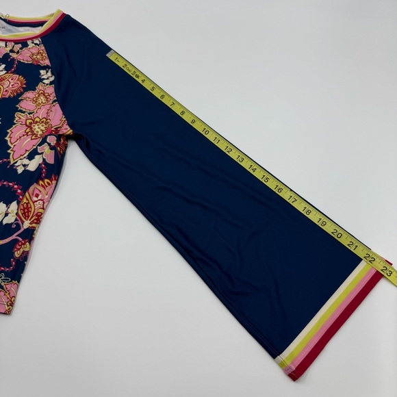 NWT Johnny Was Active Women’s Blue Pink Graphic Long Kimono Sleeve Shirt Large - Picture 15 of 16